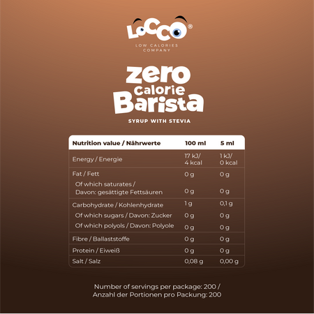 LoCCo 0 kcal syrop Barista ze stewią o smaku karmelowym