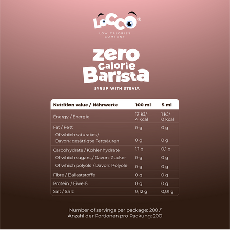 LoCCo 0 kcal syrop Barista ze stewią o smaku piernika