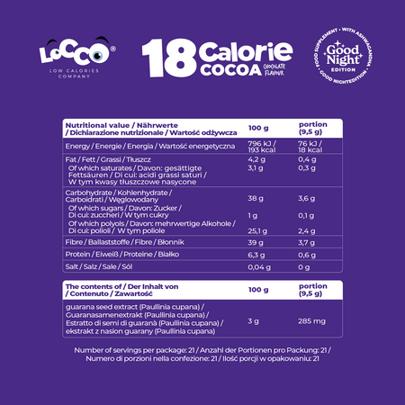 LoCCo 18 kcal Kakao z Ashwagandhą o smaku czekoladowym
