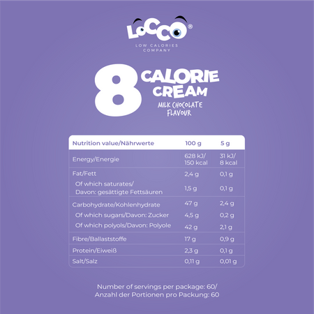 LoCCo 8 kcal Krem Niskokaloryczny Mleczna Czekolada 300 g 2-pak