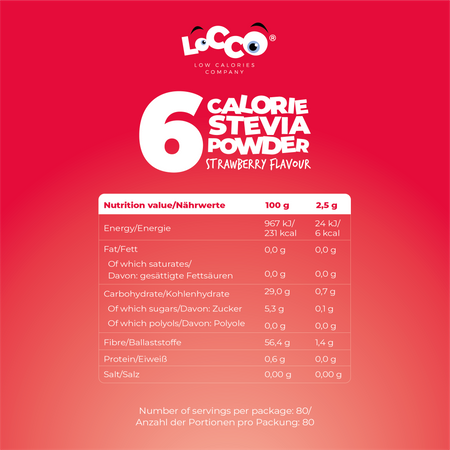 LoCCo 6 kcal proszek niskokaloryczny truskawkowy ze stewią 200 g