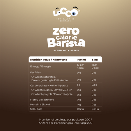 LoCCo 0 kcal syrop Barista ze stewią o smaku waniliowym